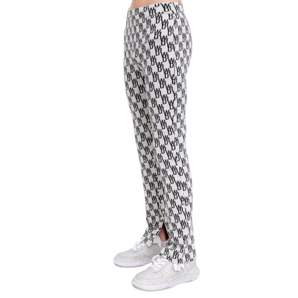 WE11DONE Monogram Knit Pants Wool Cashmere Blend Button Hem Size M
